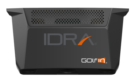 Black electronic device with 'IDRA' and 'Golfin' branding on a white background