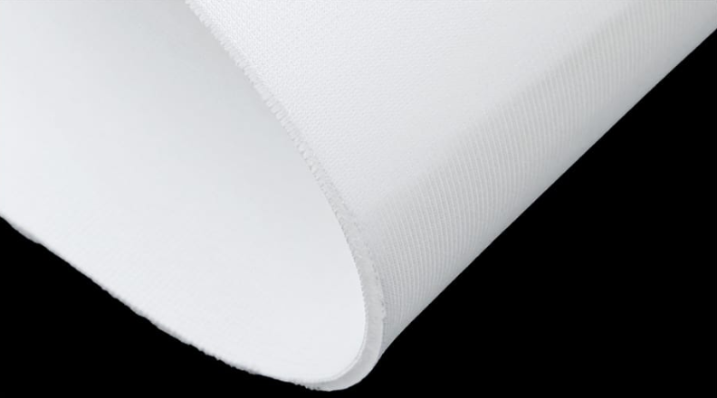 White fabric on a black background