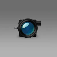 Camera lens on a gray background