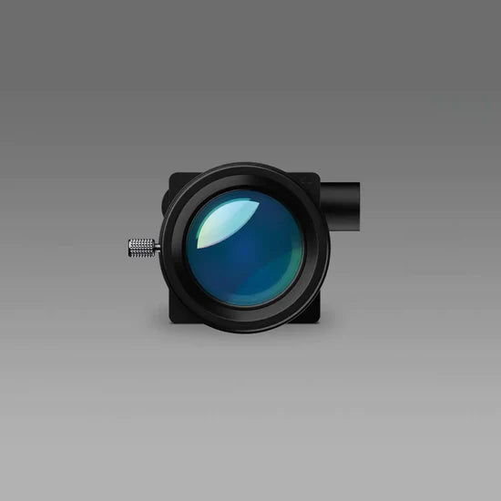 Camera lens on a gray background