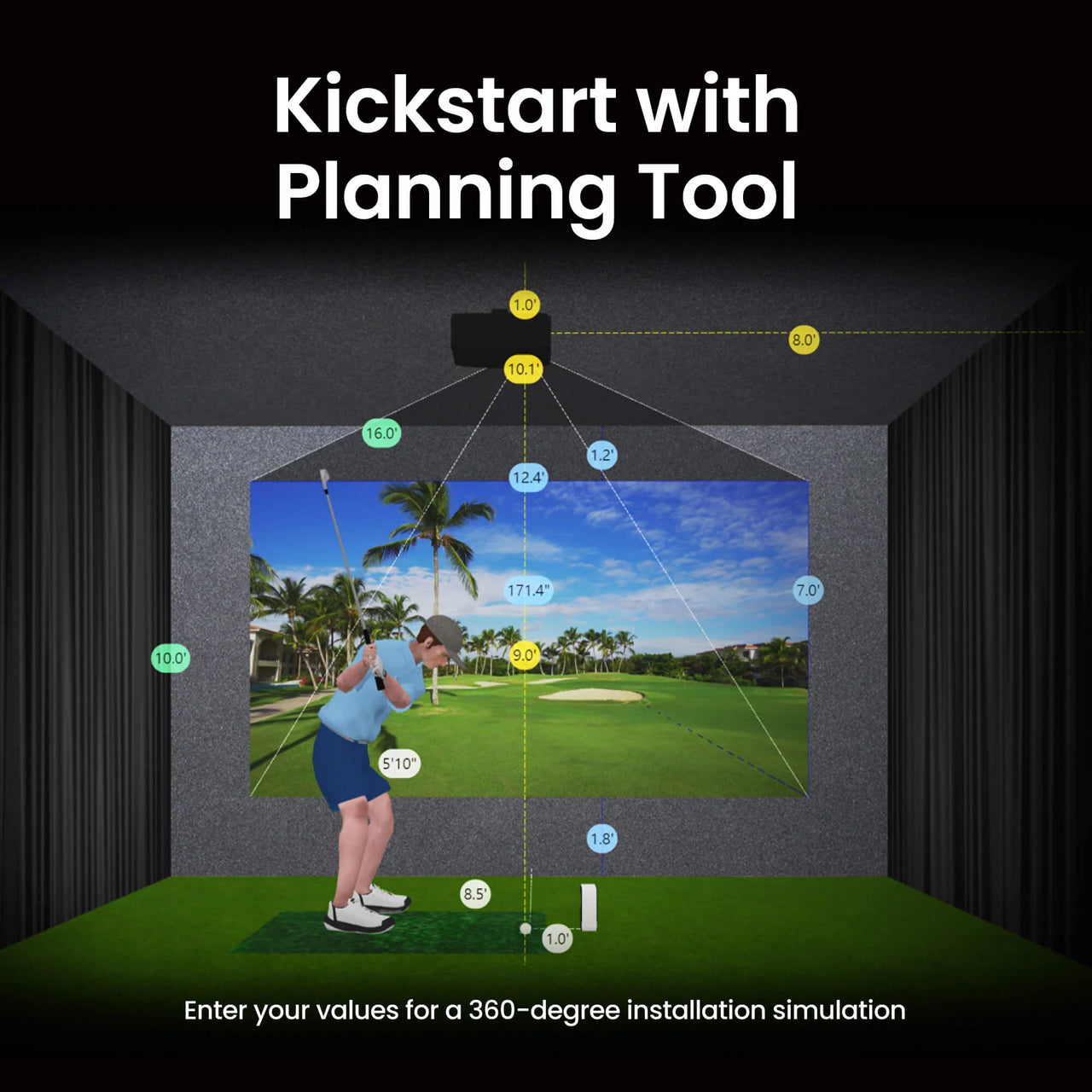 BenQ AH500ST - 4000-Lumen Short Throw 1080P Laser Golf Simulator Projector - Golf My Space