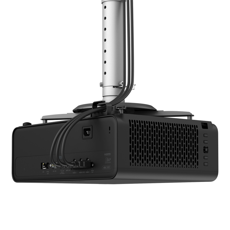 BenQ AK800ST 4K short throw laser golf simulator projector, rear view with cables connected