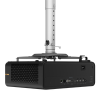 BenQ AK800ST 4K short throw laser golf simulator projector, rear angle on a ceiling mount