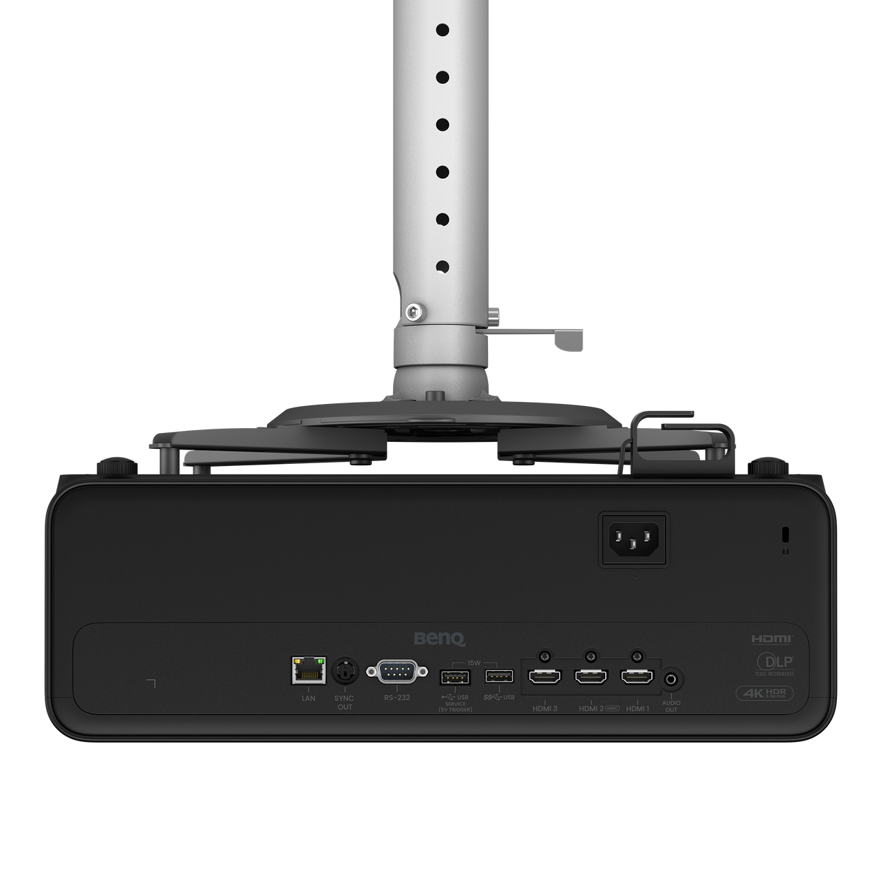 BenQ AK800ST 4K short throw laser golf simulator projector, rear input panel
