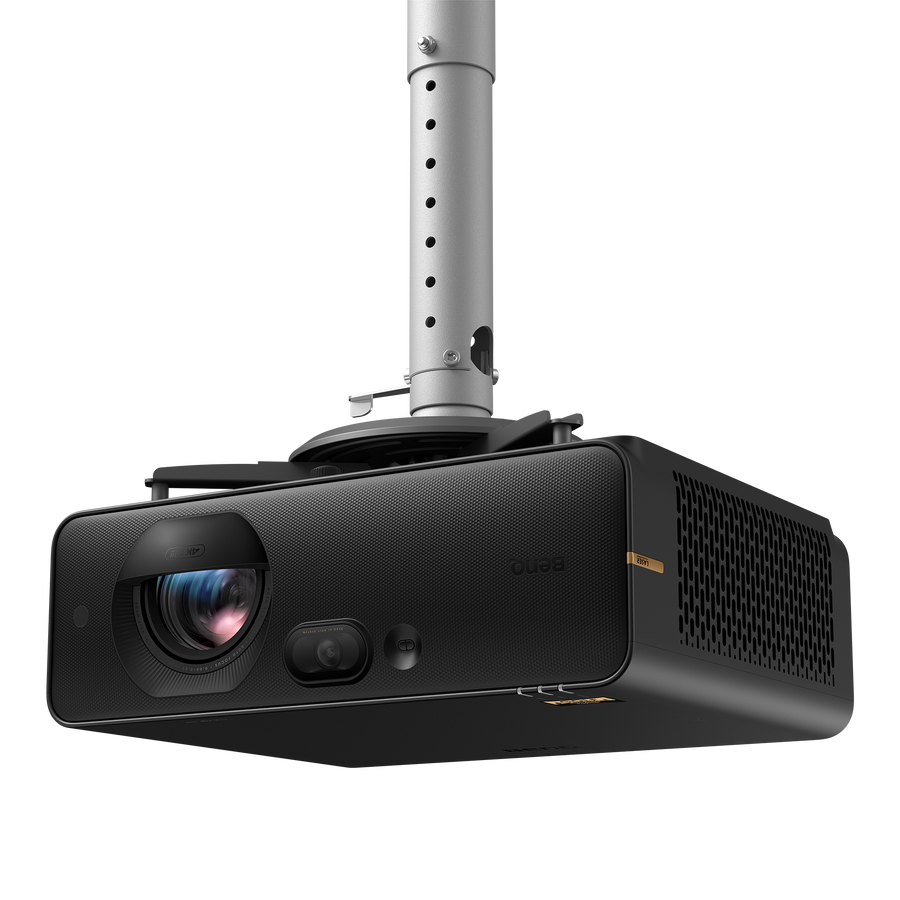 BenQ AK800ST 4K short throw laser golf simulator projector, mounted on a ceiling bracket