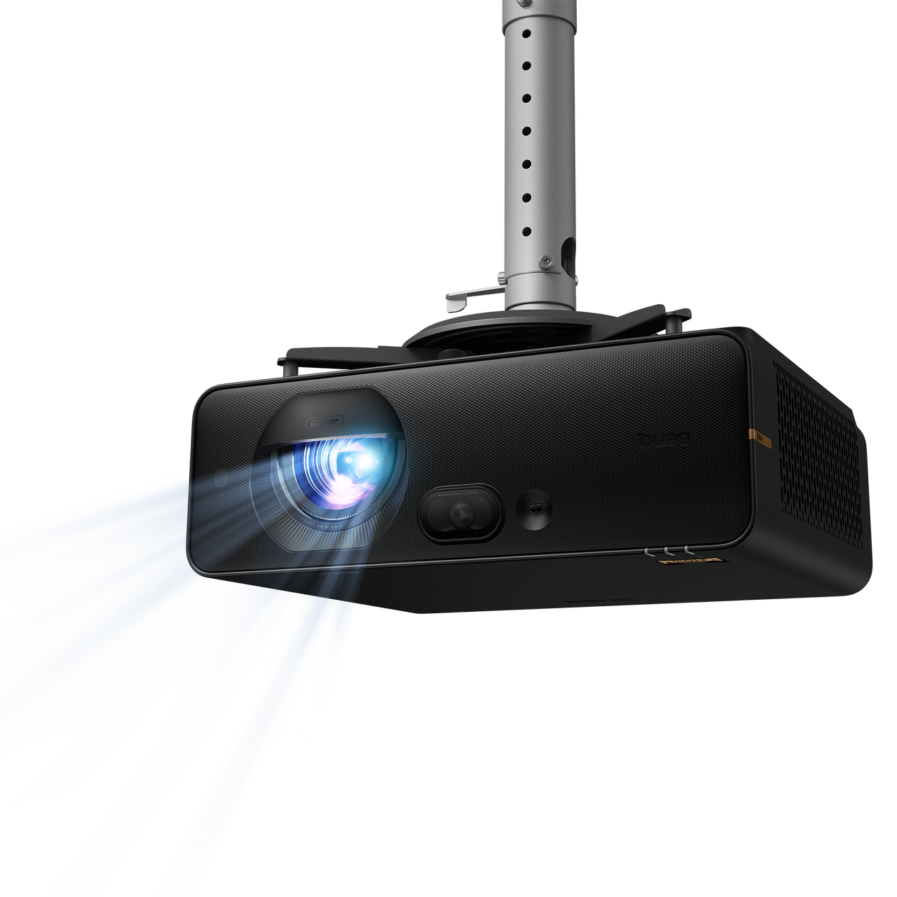 BenQ AK800ST 4K short throw laser golf simulator projector, projecting from a ceiling mount